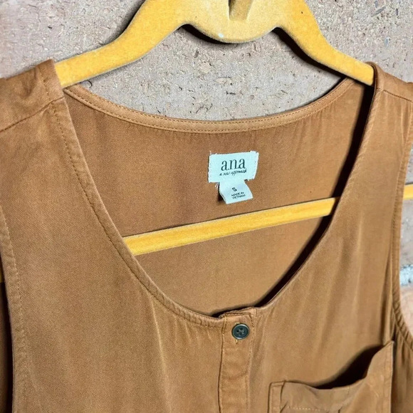 Western rodeo Brown casual tank pockets buttons A.N.A sleeveless breathable - Picture 3 of 5